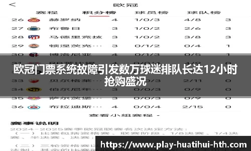 欧冠门票系统故障引发数万球迷排队长达12小时抢购盛况